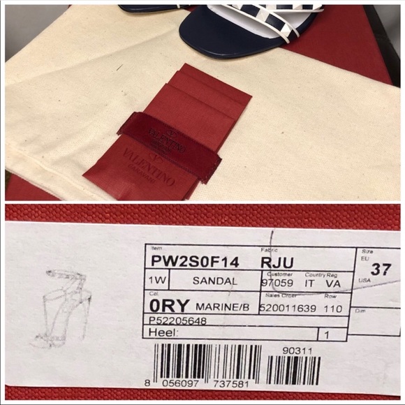 VALENTINO Rockstud Strappy Heel Sandals Blue Sz 37 - Picture 7 of 8